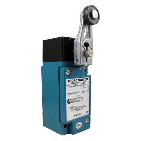 HONEYWELL Snap Acting/Limit Switch, Dpdt, Momentary, 240Vdc, Screw Terminal, Side Rotary Actuator, Panel Mount LS4A2B